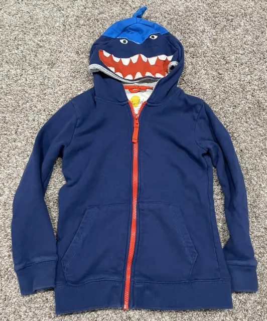 Mini Boden Shark Hoodie Boys Size 7/8 Blue - Clean & Lightly Worn