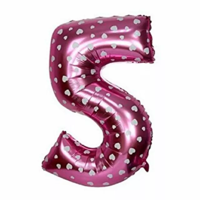 Pink Foil Balloon Number 5 Birthday Age Party Wedding Inflatable Banner Decor