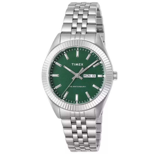 TIMEX Watch Waterbury Legacy Green Dial Quartz 40MM TW2V18100 Silver Free Ship