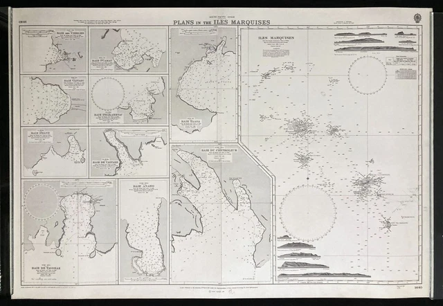 Carte Nautique Pacifique Sud Iles Marquises Polynésie Française Amirauté 1963