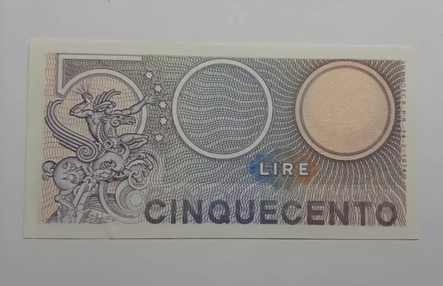Banconota 500 Lire . Mercurio. Fds .Decr. P.r. 14. Febbraio 1974. 2