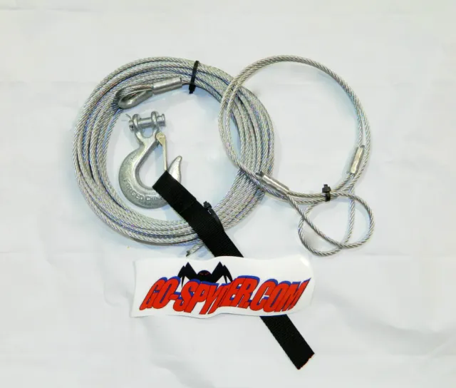 ATV Winch Cable 3/16" x 50' with Hook tether & Decal
