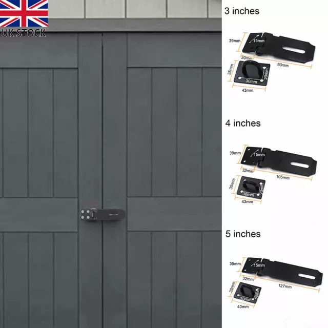 Black Heavy Duty Hasp and Staple Solid Security Lock Padlocks For Gate Shed Door