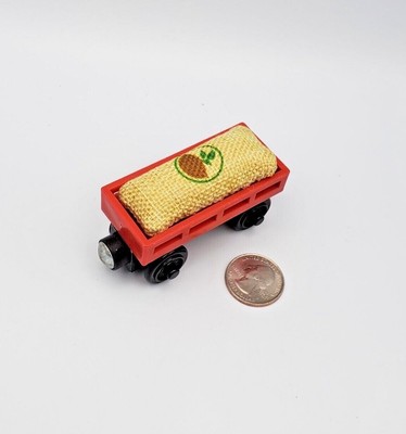 Thomas Friends Wooden Railway Train Tank - Red Car & Grain Seed Bag Feed Cargo