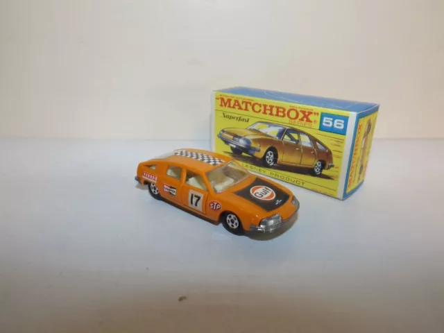 Matchbox Early S/F No. 56-A Bmc Pininfarina Orange Body W/Labels Thin Wheels Mib