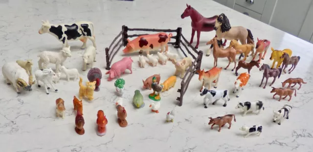 Toy Farm Animal Bundle (43) Including Cows, Horses, Pigs, Sheep, Dog, Cat, Ducks