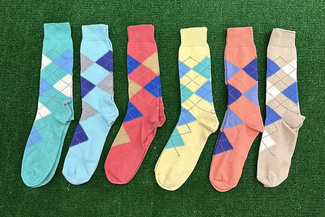 346 BROOKS BROTHERS COTTON Blend Men's Argyle DRESS Socks Lot Of 6 Pairs