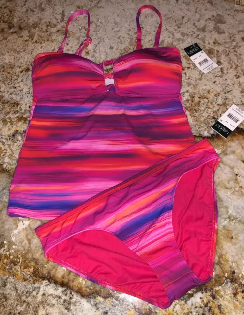 RALPH LAUREN Ombre Ikat Pink Purple Bandini Tankini Swim Suit NEW Womens 6 8 12