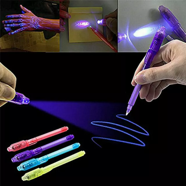 Rave Party,  Top secret  Message Invisible Ink pen & UV Decoder Light (7 Pens )