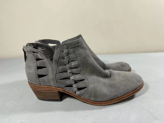 Vince Camuto Women's Gray Suede Back Zip Cut Out Peera Ankle Boots Size 8M