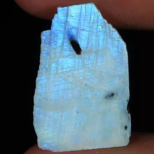 15.75 Cts Natural Rainbow Moonstone Rough 15x23x4 mm Moonstone Gemstone eb_436