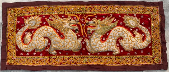 VINTAGE TAPESTRY INDIAN hand Embroidered Wall Decor Tapestry 2x5