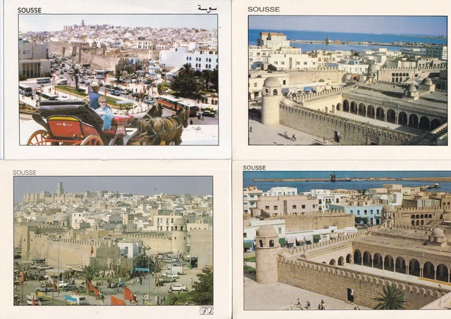 Lot de 4 cartes postales postcards 10x15cm TUNISIE TUNISIA SOUSSE