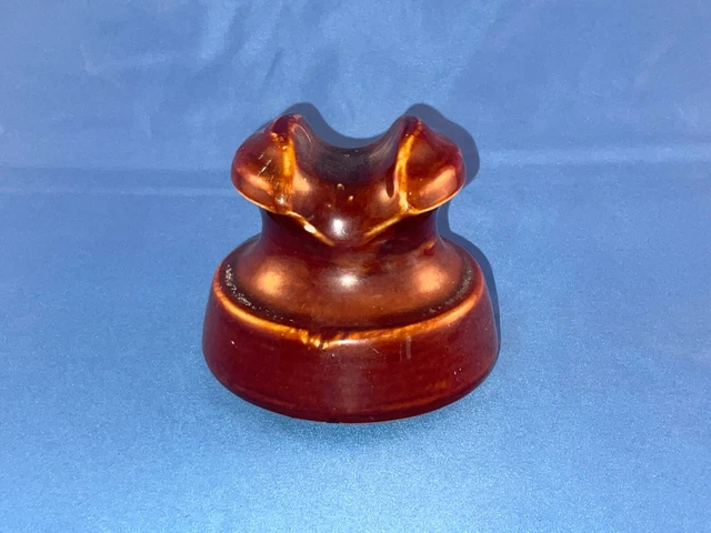 Vintage Porcelain Pin Style Insulator, Dark Brown