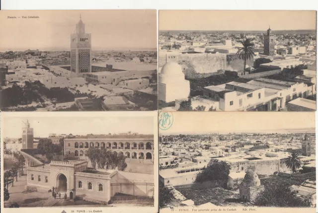 Lot de 4 cartes postales anciennes old postcards TUNISIE TUNISIA TUNIS 4