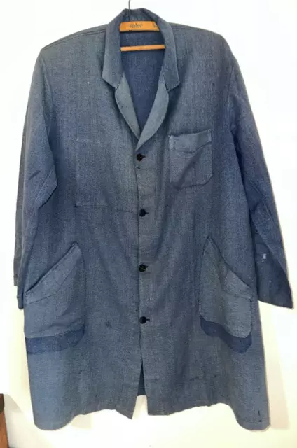 Ancienne blouse atelier / instituteur, de la marque Castille, gris bleue