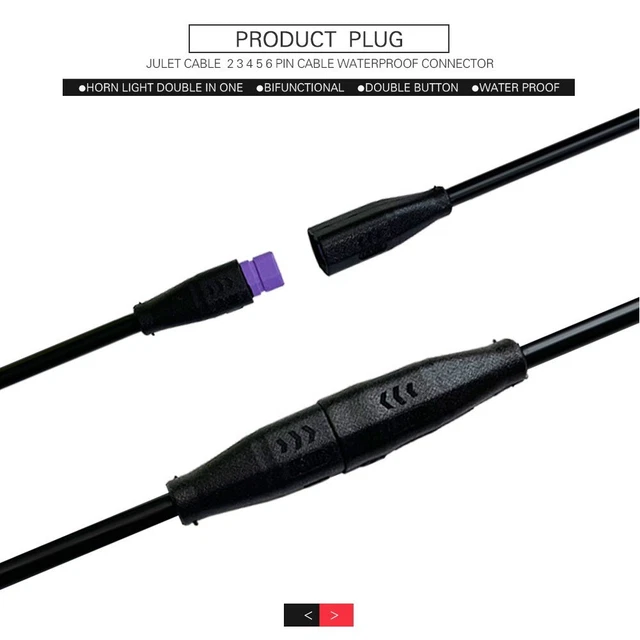 Higo Waterproof Connector 2 3 4 5 6Pin Cable Lead 1m E-bike Electric Bafang Plug