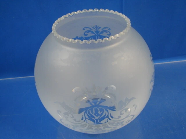 7" Venicia Satin Etched Ball Glass Lamp Light Shade Floral Scene 2 3/4" Fitter 2