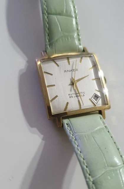 VINTAGE UHR ANKER Automatic 25 Jewels Incabloc Date carreé rar EUR 89 ...