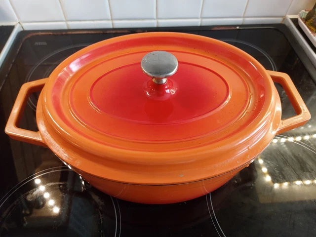  Orange große ovale nicht kranke Topf und Deckel