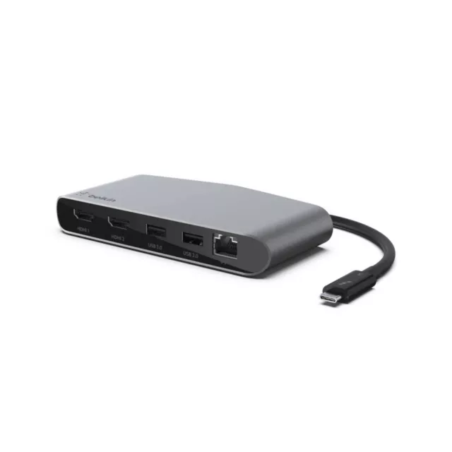 Belkin Dock Mini Thunderbolt 3 Dual 4K Hdmi Usb Gigabit Pc Mac *New #1* F4U098Bt