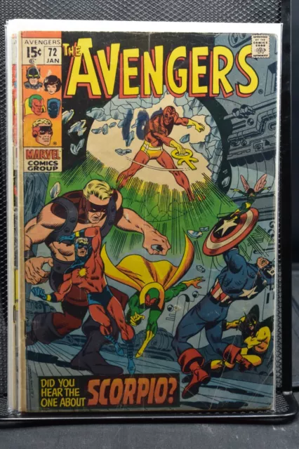 Avengers #72 Marvel Comics 1970 1st Appearance of Zodiac Cap Vision Wasp 4.0