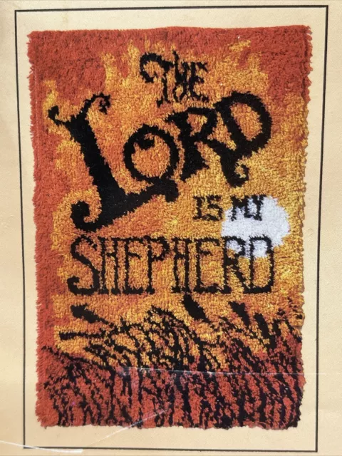 "Kit de alfombras de gancho grande vintage años 70 The Lord is My Shepherd Sultana EE. UU. 24""x36"""
