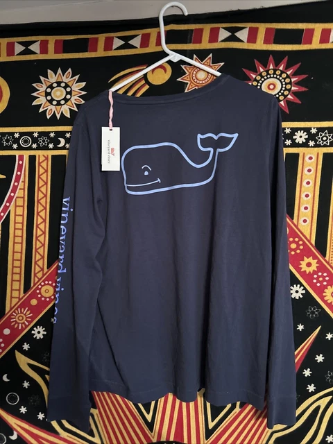 Vineyard Vines Mens Blue Blazer Vintage Whale Graphic Long Sleeve Pocket XL NEW