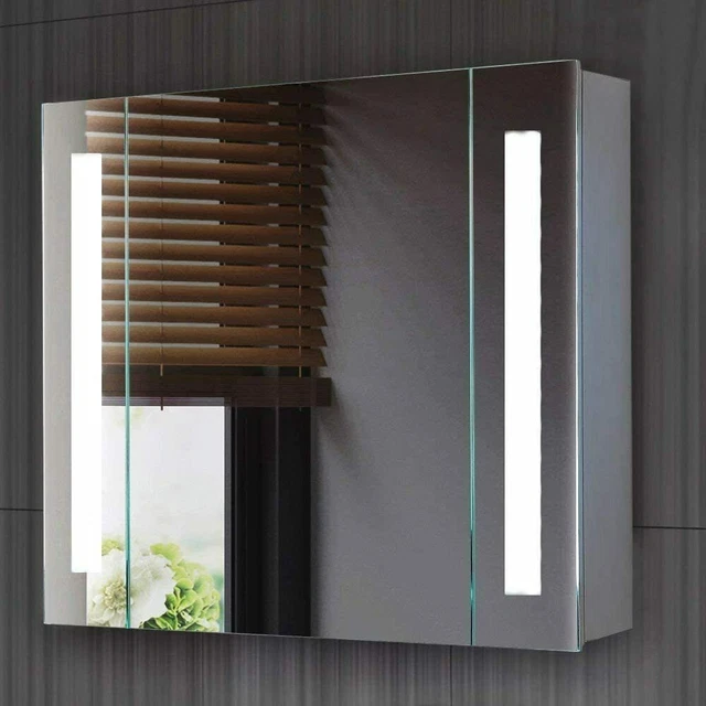 ILLUMINATED LED BATHROOM Mirror Cabinet With Shaver Socket Demister ...