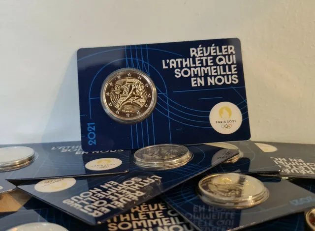 Coincard Bu 2 Euro Gedänk- Frankreich 2021 Jo Paris 2024 Olympic Blau