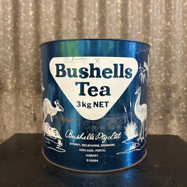 Busshells Tea BUSHELLS VINTAGE AUSTRALIAN Blue Tea Tin 3 Kg Native Animals $48.80 ...