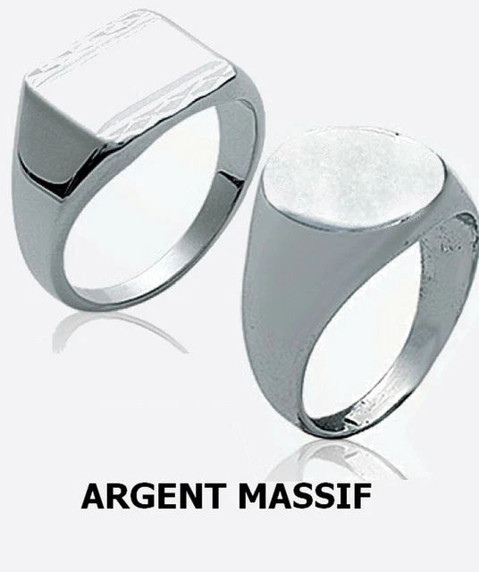Chevalière Homme Vintage En Argent - Monogramme "HO" Gravé - Taille 59 - Occasion Très Bon État