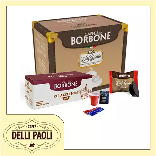 200 capsule Caffè Borbone compatibili A Modo Mio Don Carlo RED + 2 Kit Accessori