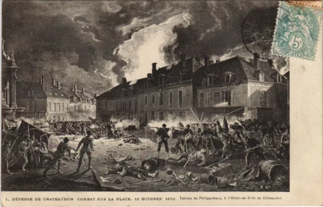 CPA Defense de CHATEAUDUN Combat sur la Place GUERRE MILITAIRE 1870 (47249)