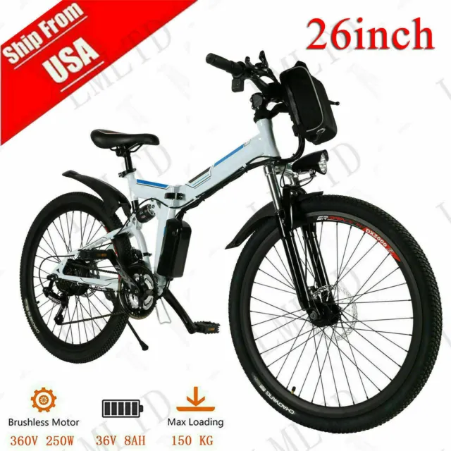 26'' Folding Electric Bike,500W Mountain Bicycle Adults Ebike Commute 21 Speed@