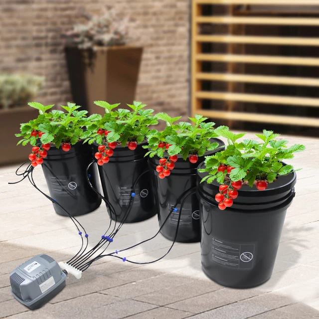 HYDROPONICS GROWING SYSTEM Drip Garden Watering w/5gal Buckets