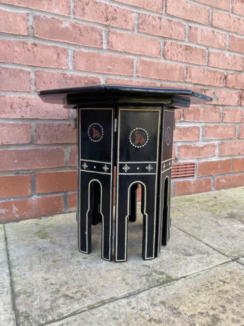 Decorative Inlaid Ebonised Moorish Octagonal Folding Table. 20th Century.