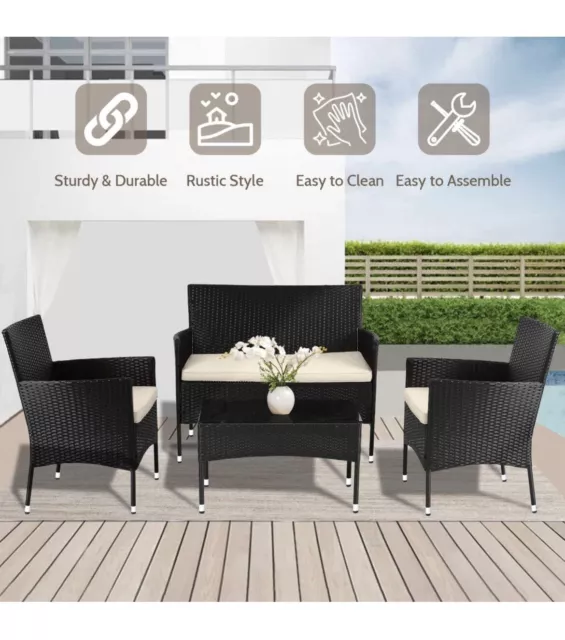 Patio Furniture Set 4 Pieces Outdoor Rattan Chair Wicker Sofa