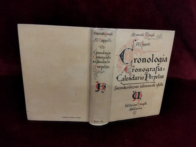 CRONOLOGIA CRONOGRAFIA CALENDARIO Perpetuo Manuali Hoepli 1930 EUR 20