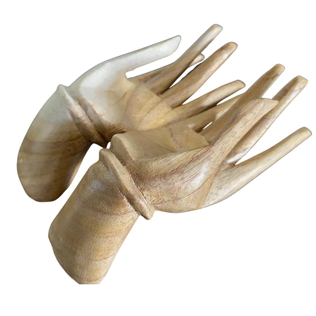 BUDDHA Mudra HANDS Statue Jewelry Ring holder Wood carving Balinese art