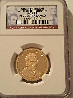 2009 S William H. Harrison 9th President Presidential $1 NGC PF 70 Ultra Cameo