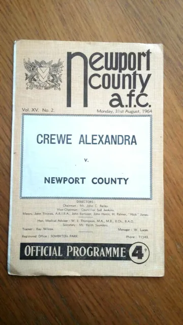 Newport County v Crewe Alexandra Div4 1964-65