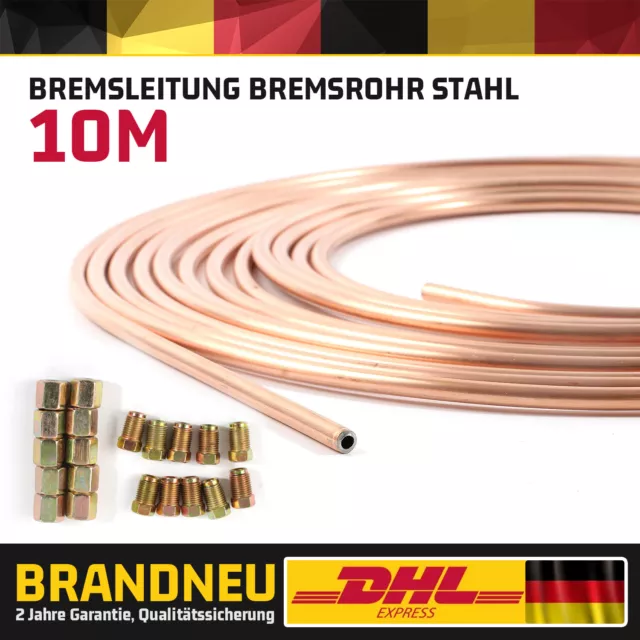 10m Bremsleitung Bremsrohr Stahl 4,75 mm + 10 Verschraubungen +10 Verbinder