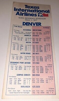 ⭐ Vintage Travel Brochure Texas International Airlines Denver March 1 1977