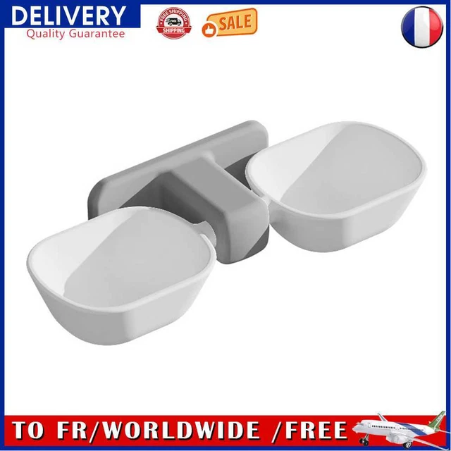 Wall Mounted Double Pet Bowls Cat Dog Automatic Water Food Feeder (White)