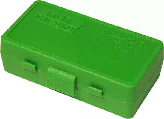 MTM Pistol Ammo Box 50 Round Flip-Top 9mm 380 ACP Green P50-9M-10