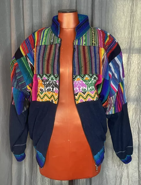 Vintage 1990’s Patchwork Bomber Jacket Made In Guatemala XL