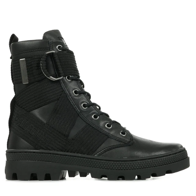 Chaussures Boots Palladium femme Pallabosse Tact St L Noir Noire Cuir Lacets