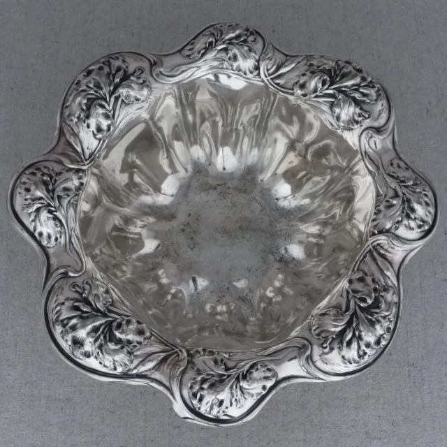 Antique Edwardian Floral Silver Plate Iris Flower Rim Footed Compote Bowl 11"