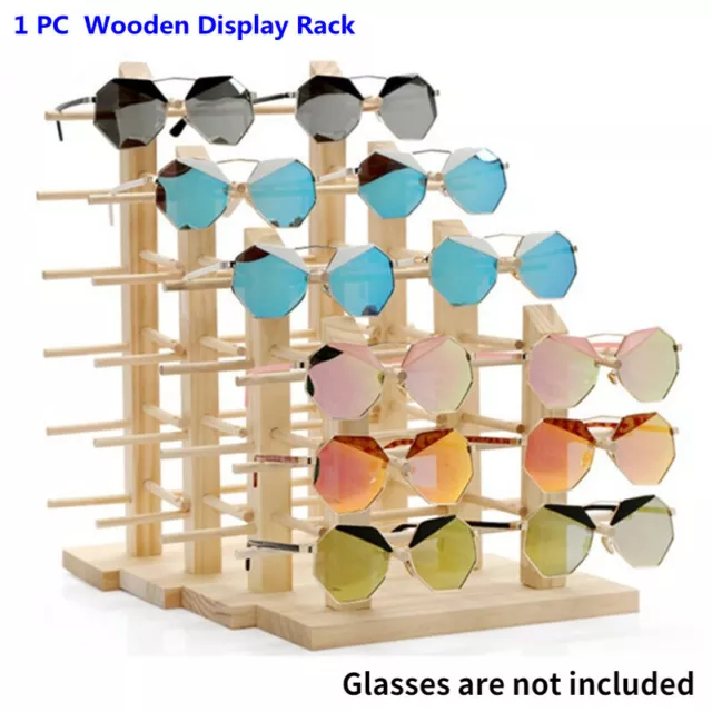 1-6 Tiers Eye Glasses Sunglasses Wooden Display Rack Stand Show Shelf 1PC Decor 2